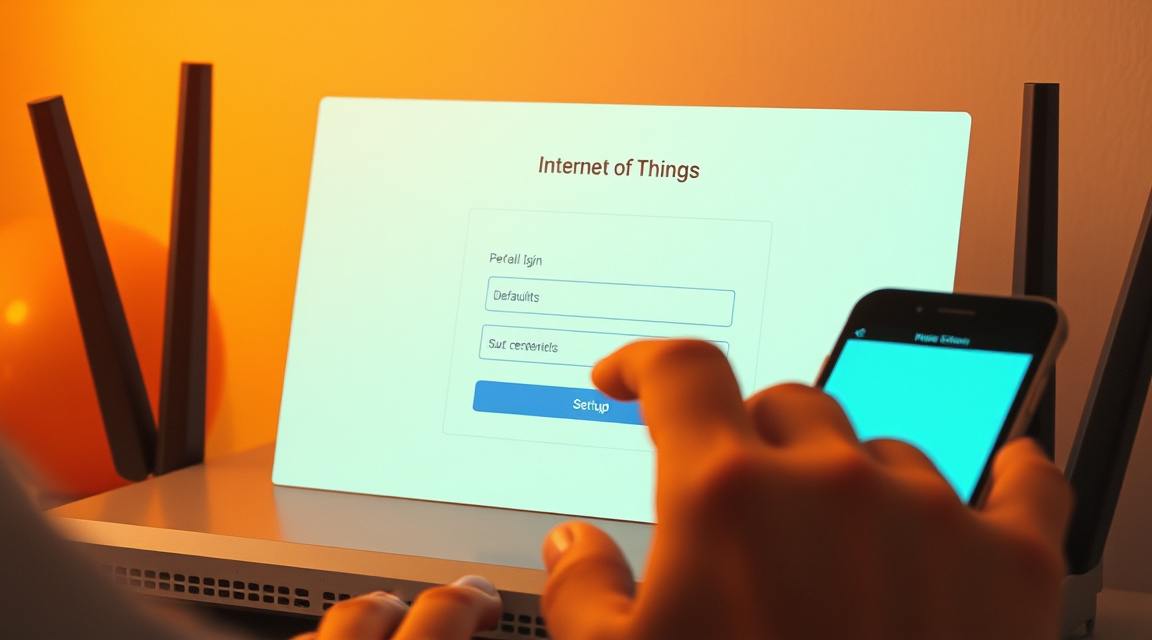 Default username and password being entered during IoT device network setup