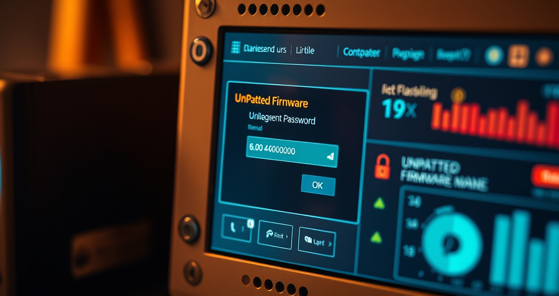 Security alert for unsecured IoT device on management platform dashboard.